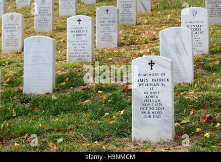 Grabsteine am Nationalfriedhof Arlington, Washington DC, Vereinigte Staaten von Amerika Stockfoto