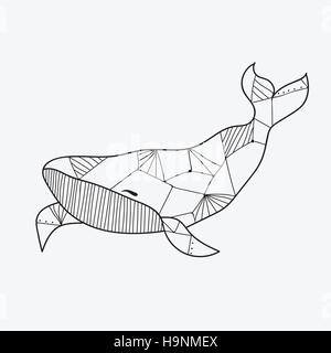 Malbuch für Erwachsene-Illustration - Linienstil - Black And White Vektor Whale Stock Vektor