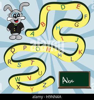 Lustige niedlichen Kaninchen mit dem Alphabet - Kunst-Vektorgrafik Stock Vektor
