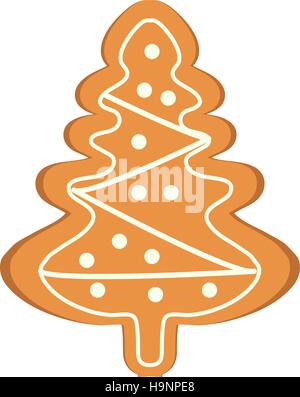 Lebkuchen in Form von Weihnachtsbaum Vektor Icon. Isoliert auf weißem Hintergrund. Stock Vektor