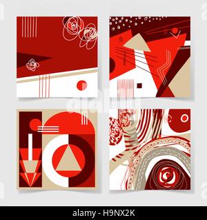 Satz von 4 Poster mit abstrakten trendige Muster Hintergrund Stock Vektor
