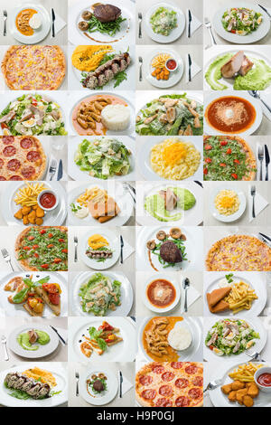 Collage aus verschiedenen Speisen und Gerichte im restaurant Stockfoto