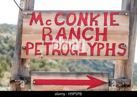 Indianische Felszeichnungen auf der McConkie Ranch, Vernal, Utah, USA. Stockfoto