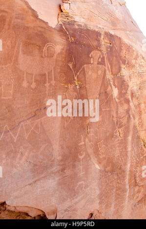 Alten Fremont Menschen Petroglyphen, Dinosaur National Monument, Dinosaurier, Utah, USA. Stockfoto