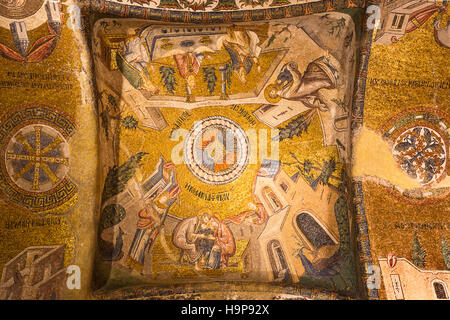 Decke Mosaiken aus der byzantinischen Chora-Kirche in Istanbul, Türkei. Stockfoto