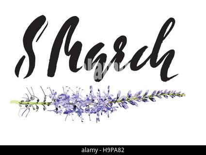 8. März Internationaler Frauentag-Schriftzug, Grußkarte. EPS10 Vektor-Illustration. Stock Vektor