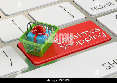 Weihnachts-shopping Konzept rote Schlüssel, 3D rendering Stockfoto