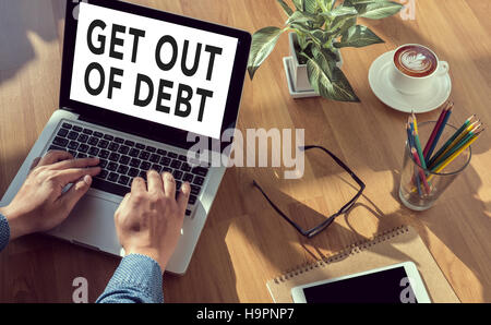Get Out of Debt-Konzept Stockfoto