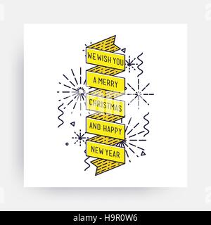 Frohe Weihnachten Neujahr Design, linearen flachen Symbol. Hell einfache Vektor-Illustrationen für Grußkarten, Poster, print, Mobile angerufen, Designs, Werbung, p Stock Vektor