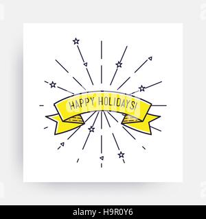 Frohe Weihnachten Neujahr Design, linearen flachen Symbol. Hell einfache Vektor-Illustrationen für Grußkarten, Poster, print, Mobile angerufen, Designs, Werbung, p Stock Vektor