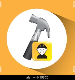 Bau Arbeiter Hammer Grafik Vektor Illustration Eps 10 Stock Vektor