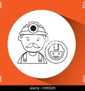 Mine Arbeitnehmer Spitzhacke mit Gesicht Symbol Vektor Illustration Eps 10 Stock Vektor