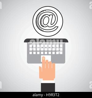 Hand Touch Laptop Web Mail Vektor Illustration Eps 10 Stock Vektor