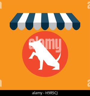 Tierhandlung mit Hund, Hand Vektor Illustration Eps 10 Stock Vektor