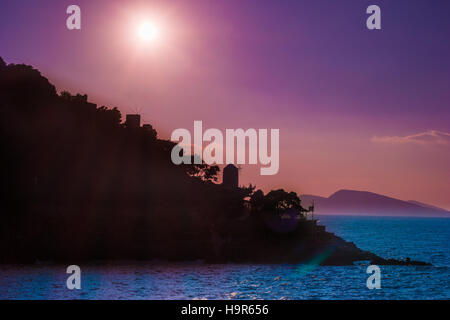 Hydra-Insel an einem Sommerabend in Griechenland. Stockfoto