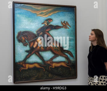 London, UK. 25. November 2016. Ein Mitarbeiter Mitglied Ansichten wird "The Hunter" von Dmitri Stelletsky (gegr. GBP 150-200 k), in der Vorschau von Kunstwerken von Sothebys kommenden russischen Verkäufe in New Bond Street, wo über dreihundert Werke aus mehreren Jahrhunderten angeboten werden. Bildnachweis: Stephen Chung/Alamy Live-Nachrichten Stockfoto