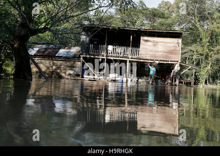 San Jose, Costa Rica. 25. November 2016. Ein Mann blickt von seinem Haus in Upala Alajuela, Costa Rica, 25. November 2016. Die Regierung von Costa Rica attestierte Freitag Hurrikan Otto mindestens neun Menschen in dem Land getötet hatte, nachdem der Sturm nördliche Regionen zerschlagen. Bildnachweis: Kent Gilbert/Xinhua/Alamy Live-Nachrichten Stockfoto