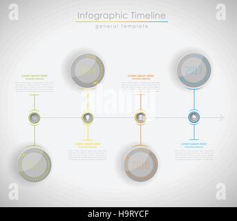 Bunte Infografik, typographische Timeline Berichtsvorlage - light-Version. Stock Vektor