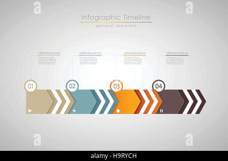 Bunte Infografik, typographische Timeline Berichtsvorlage - light-Version. Stock Vektor