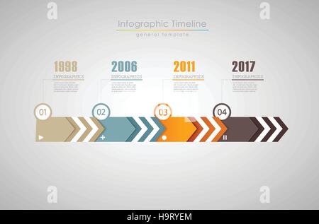 Bunte Infografik, typographische Timeline Berichtsvorlage mit Jahre - light-Version. Stock Vektor