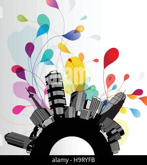 Abstrakte Himmel Abbildung mit Halbkreis Stadtbild. Stock Vektor