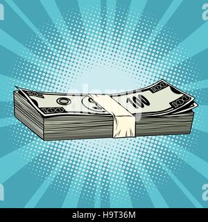 Das Paket von hundert-Dollar-Scheine, Reichtum, Wirtschaft und Finanzen, Pop-Art-Retro-Vektor-illustration Stock Vektor