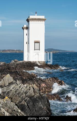 Leuchtturm von Port Ellen auf der Landzunge Carraig Fhada, Isle of Islay, Inneren Hebriden, Schottland, Vereinigtes Königreich Stockfoto