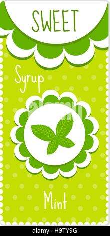 Niedliche Etiketten für Getränke, Sirup. Minze-Label. Vektor-illustration Stock Vektor