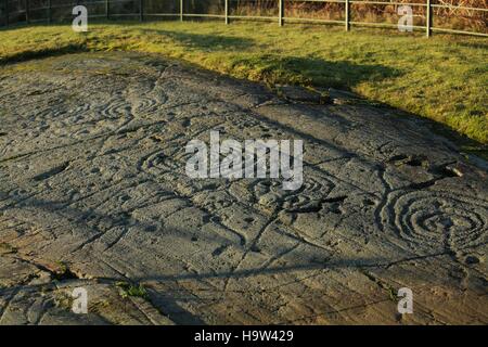 Achnabhreac Stone Carving, Achnabhreac, Kilmartin Glen, Argyll & Bute Stockfoto