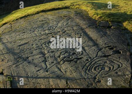 Achnabhreac Stone Carving, Achnabhreac, Kilmartin Glen, Argyll & Bute Stockfoto