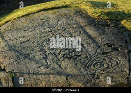 Achnabhreac Stone Carving, Achnabhreac, Kilmartin Glen, Argyll & Bute Stockfoto