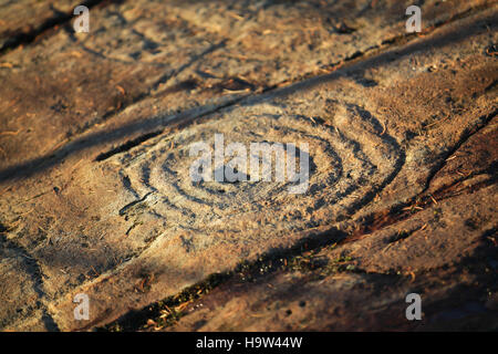 Achnabhreac Stone Carving, Achnabhreac, Kilmartin Glen, Argyll & Bute Stockfoto