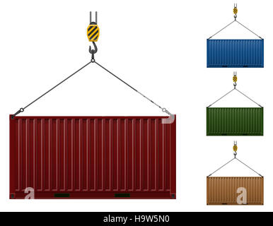 Fracht-Container-Vektor-Illustration isoliert auf weißem Hintergrund Stockfoto