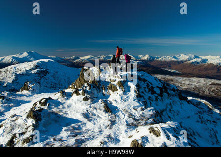 Ben Lomond und den Arrochar Alpen von Ben Venue, Southern Highlands, Loch Lomond und Trossachs National Park, Stirlingshire Stockfoto