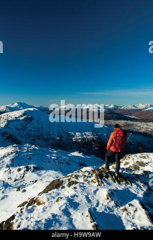 Ben Lomond und den Arrochar Alpen von Ben Venue, Southern Highlands, Loch Lomond und Trossachs National Park, Stirlingshire Stockfoto