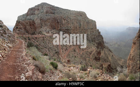 Grand Canyon Nps Grand Canyon Nat.-Park; S Kaibab Trail - rote & weißen Serpentinen Stockfoto