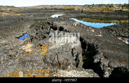 Bering Land bridge 9514007070 Lost Jim Lava FLow und Regen Teiche Stockfoto