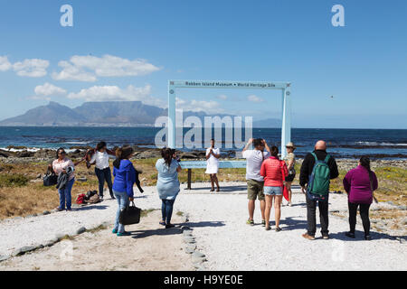 Touristen auf Robben Island, Cape Town, Südafrika Stockfoto