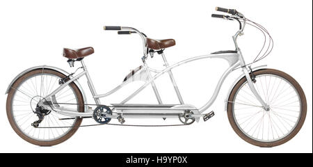 Retro Stil Tandem-Fahrrad auf einem weißen Hintergrund isoliert Stockfoto