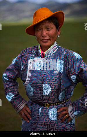 Mongolei, Uvs Provinz, westlichen Mongolei, Nomaden in der steppe Stockfoto