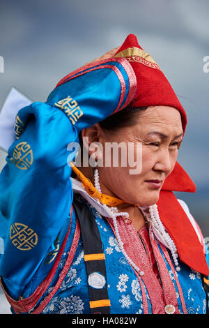 Mongolei, Uvs Provinz, westlichen Mongolei, Nomaden in der Steppe, Dorvod ethnische Gruppe Hochzeit Stockfoto