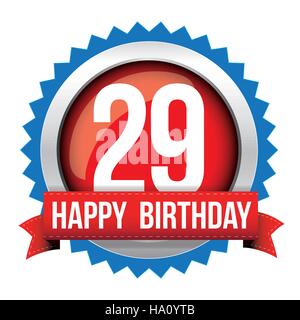 Neunundzwanzig Jahre alles Gute zum Geburtstag Abzeichen Band Stock Vektor