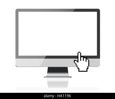 Computer Monitor Retina display mit leeren Bildschirm und Cursor hand Stockfoto