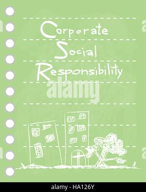 Geschäftskonzepte, Grünbuch mit CSR Abkürzung oder Corporate Social Responsibility zu Noten erreichen. Stock Vektor