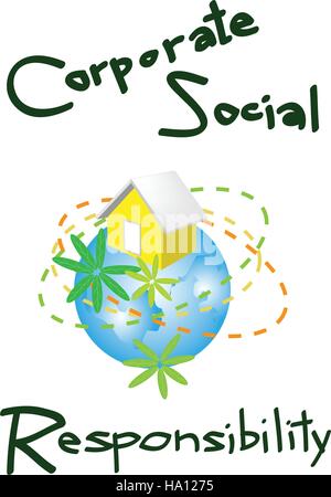 Geschäftskonzepte, World-Umgebung mit CSR Abkürzung oder Corporate Social Responsibility erreichen Notizen. Stock Vektor