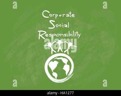 Geschäftskonzepte, World-Umgebung mit CSR Abkürzung oder Corporate Social Responsibility erreichen Notizen. Stock Vektor