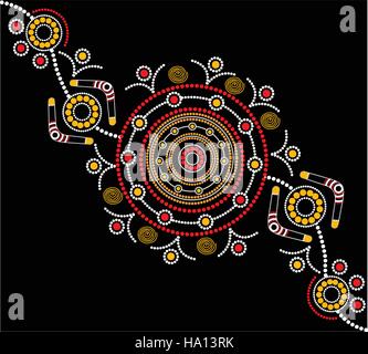 Darstellung basiert auf Aborigines Stil der Punkt-Malerei. Stock Vektor