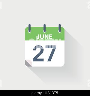 27. Juni Kalendersymbol auf grauem Hintergrund Stock Vektor