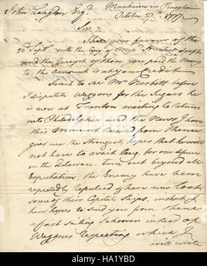Im Valley Forge National Park spiegeln historische Stätten wie Robert Morris Korrespondenz mit John Langdon in Portsmouth, New Hampshire, die strategische Bedeutung der Region während des Amerikanischen Unabhängigkeitskrieges wider. Diese Briefe beleuchten die politischen und militärischen Entscheidungen, die den Unabhängigkeitskampf der Nation geprägt haben. Stockfoto