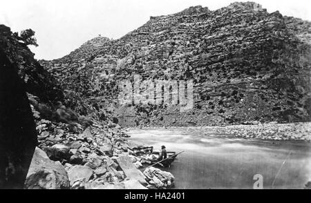 Die Grand Canyon Powell Expedition von 1873 ist eine historische Reise, die zur Erkundung und Kartierung des Grand Canyon beitrug, der heute zum Nationalpark und UNESCO-Weltkulturerbe gehört. Stockfoto